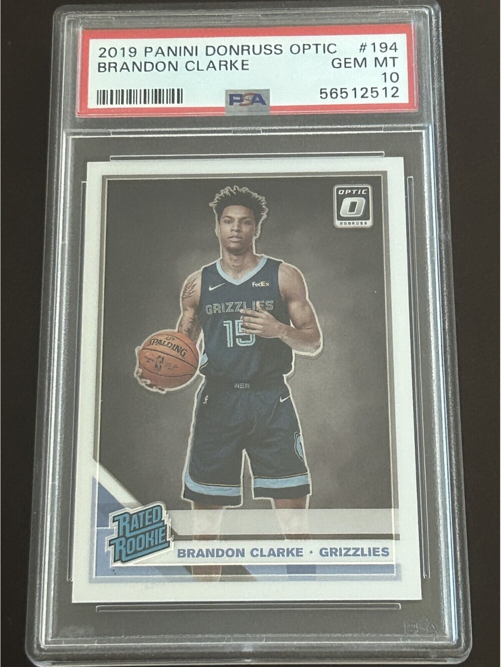 BRANDON CLARKE 2019 PANINI DONRUSS OPTIC RATED ROOKIE PSA GEM MINT 10 RC